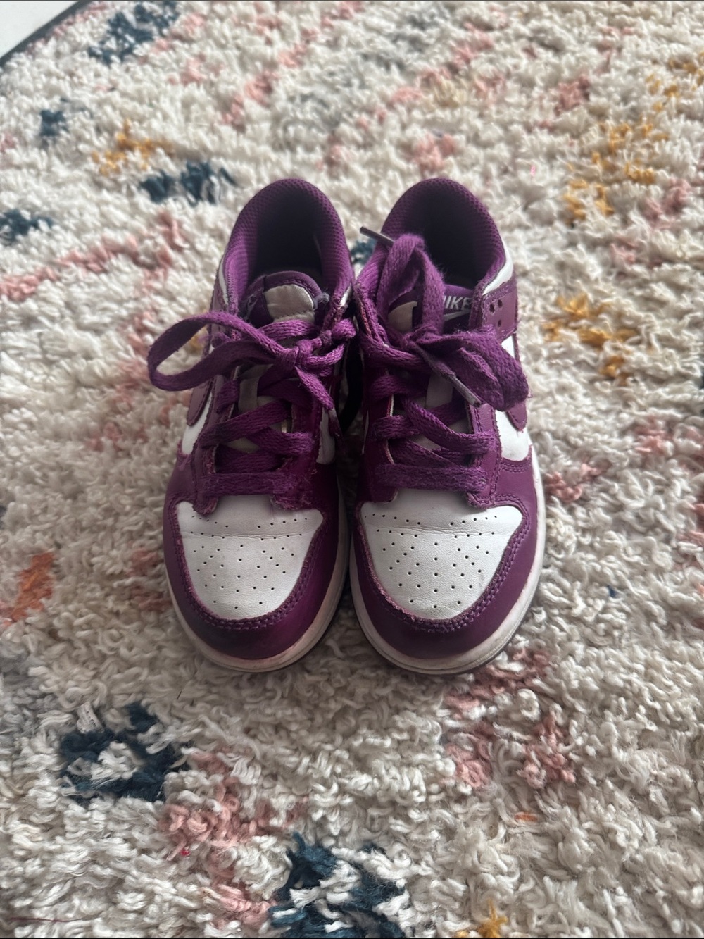 Nike Kids Purple and White Low-Top Dunks